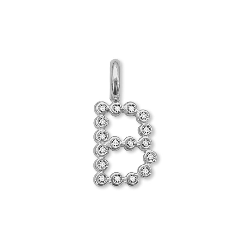 Stainless Steel English Letter Cubic Zirconia Pendant