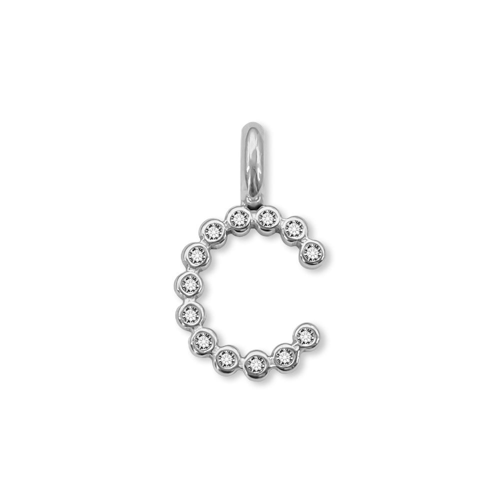 Stainless Steel English Letter Cubic Zirconia Pendant