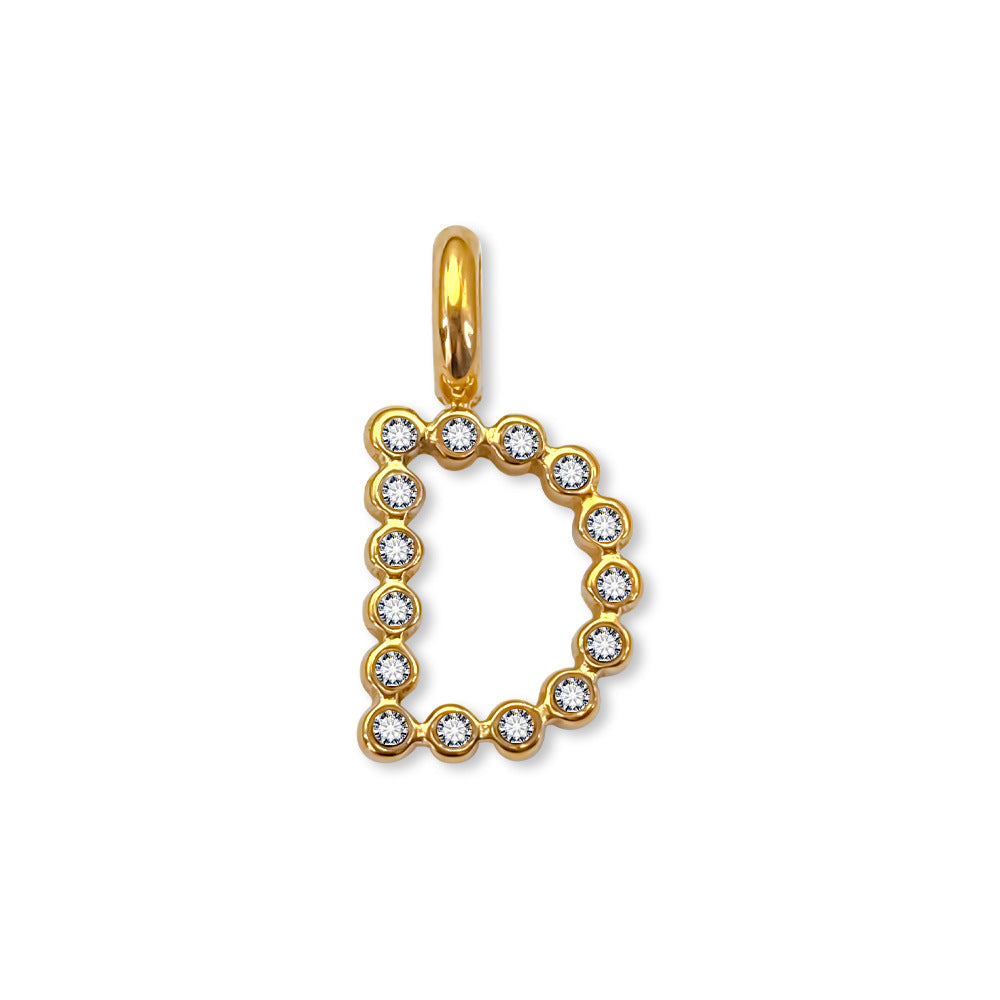 Stainless Steel English Letter Cubic Zirconia Pendant