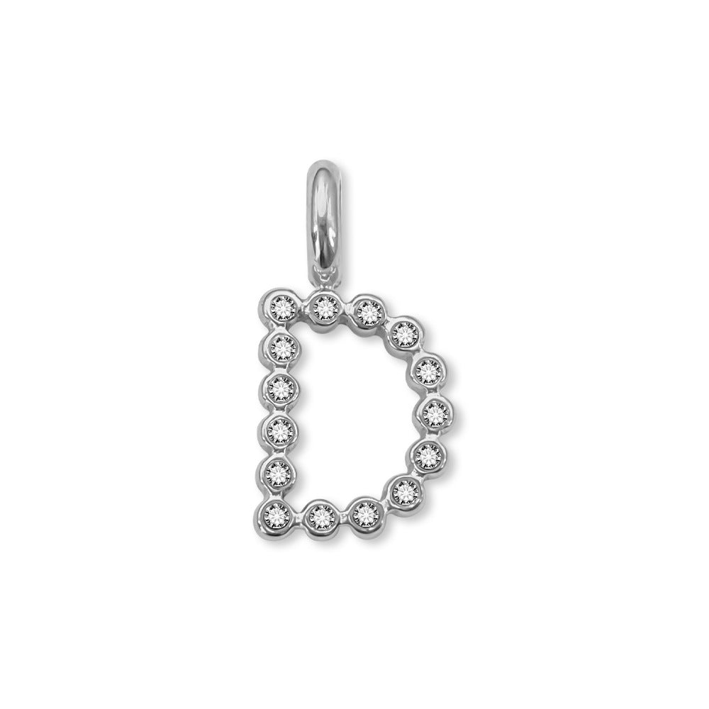 Stainless Steel English Letter Cubic Zirconia Pendant