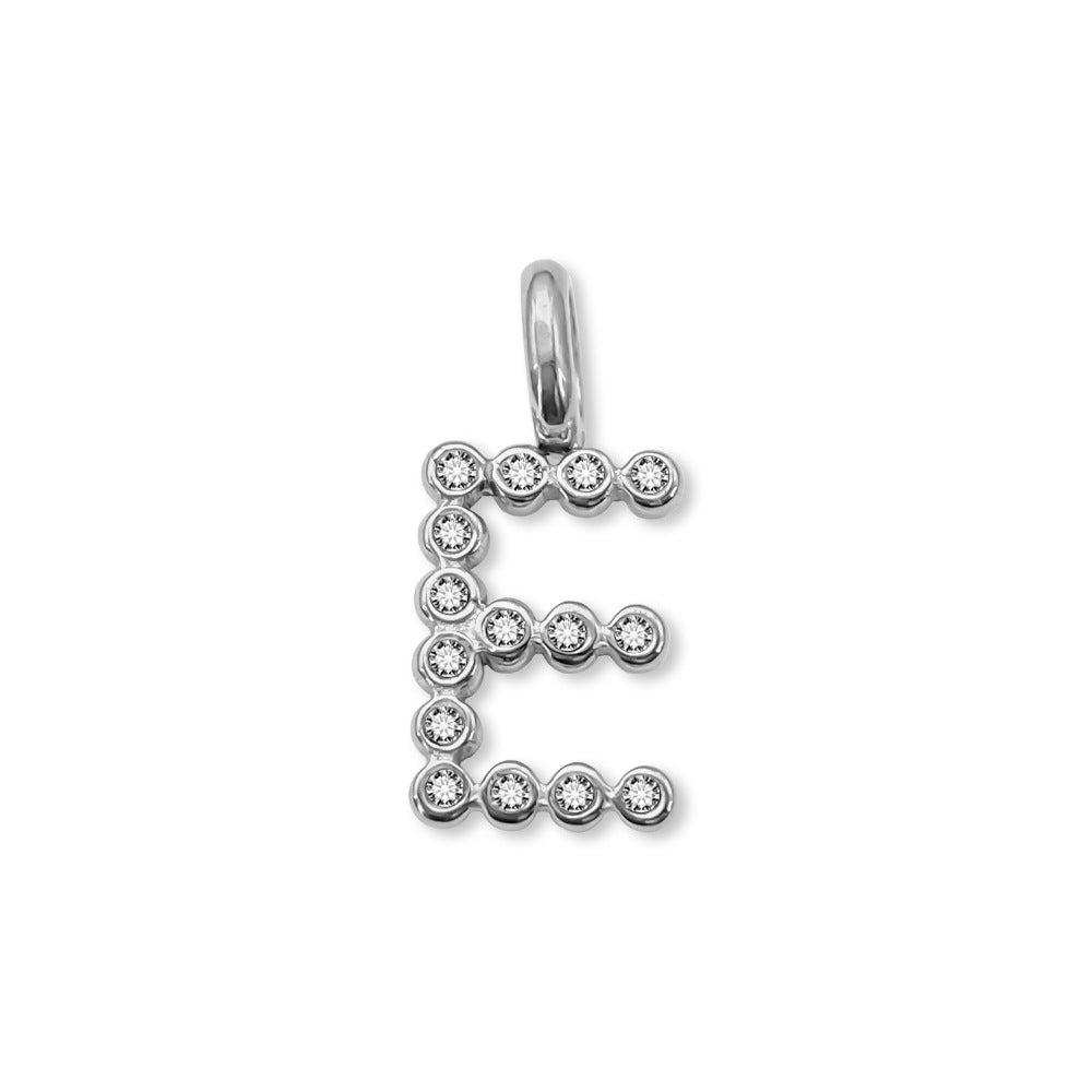 Stainless Steel English Letter Cubic Zirconia Pendant
