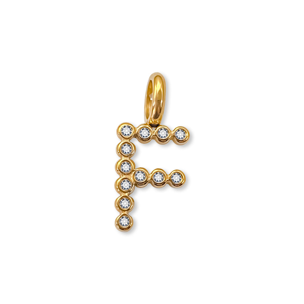 Stainless Steel English Letter Cubic Zirconia Pendant