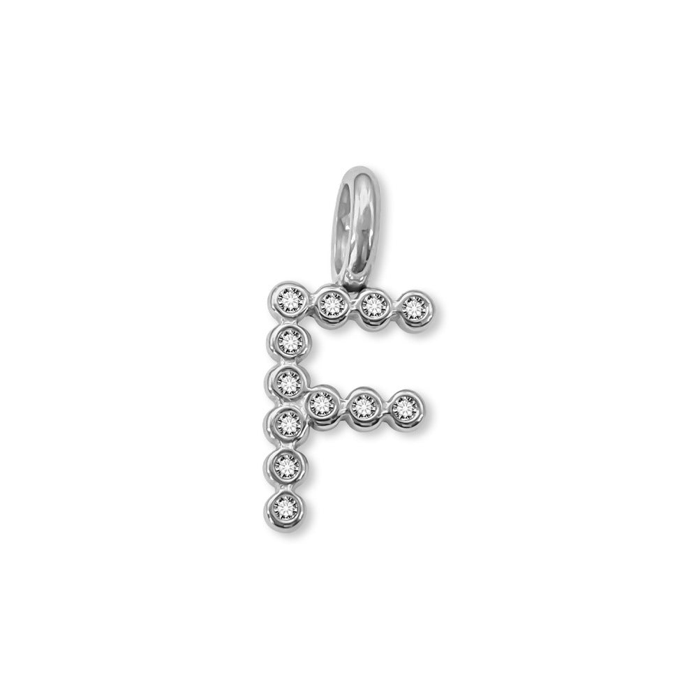 Stainless Steel English Letter Cubic Zirconia Pendant