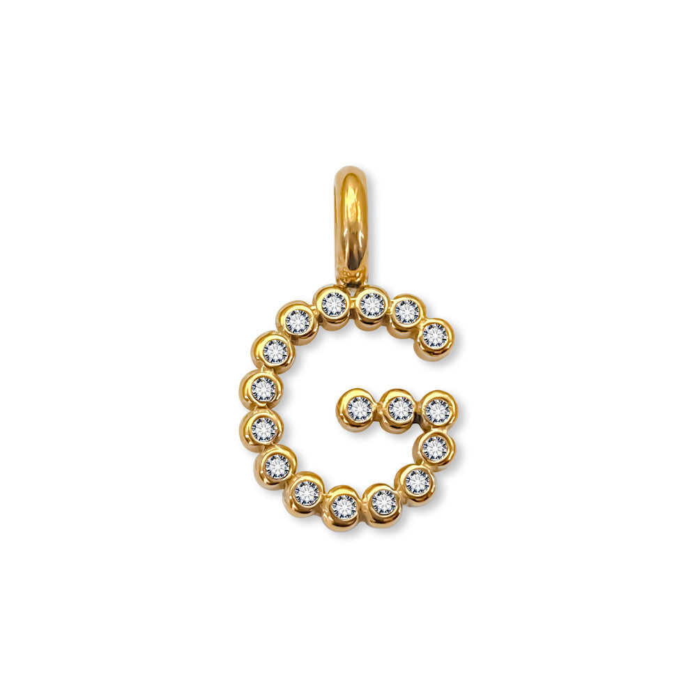 Stainless Steel English Letter Cubic Zirconia Pendant