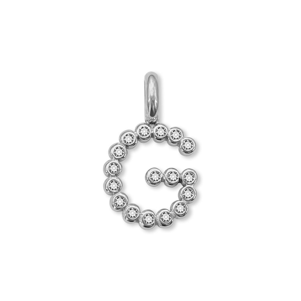 Stainless Steel English Letter Cubic Zirconia Pendant