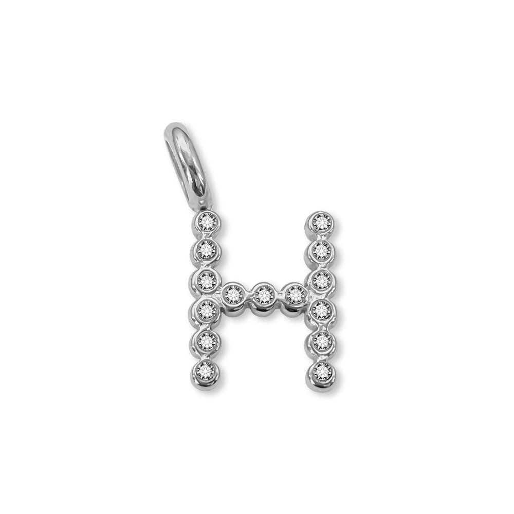 Stainless Steel English Letter Cubic Zirconia Pendant