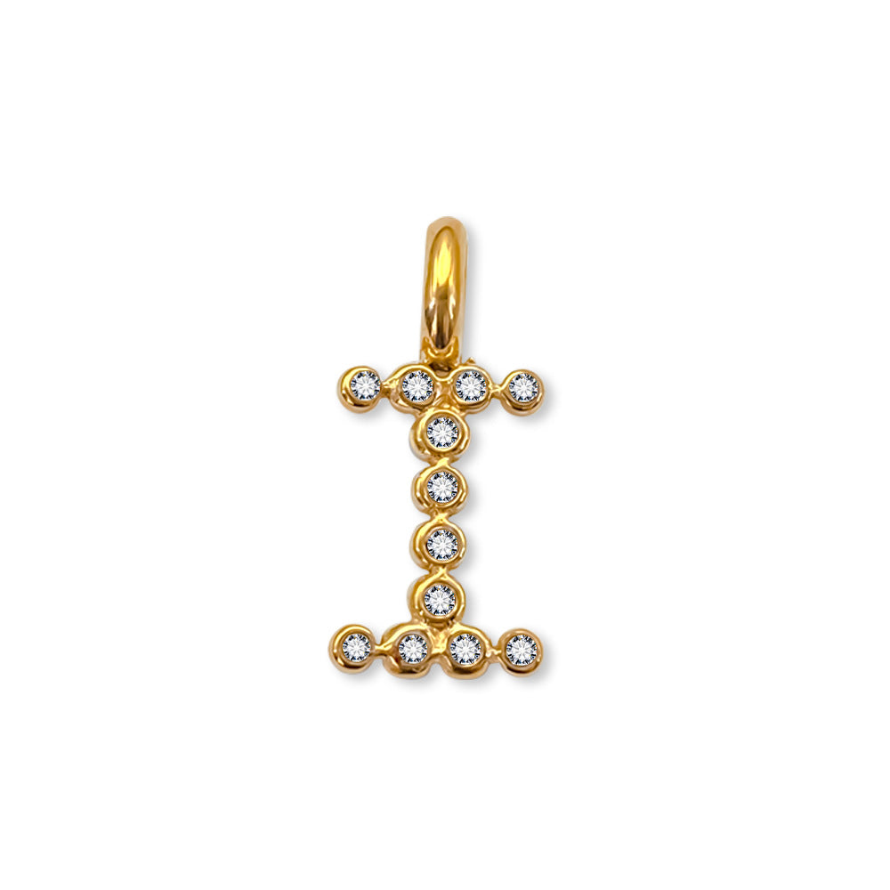 Stainless Steel English Letter Cubic Zirconia Pendant