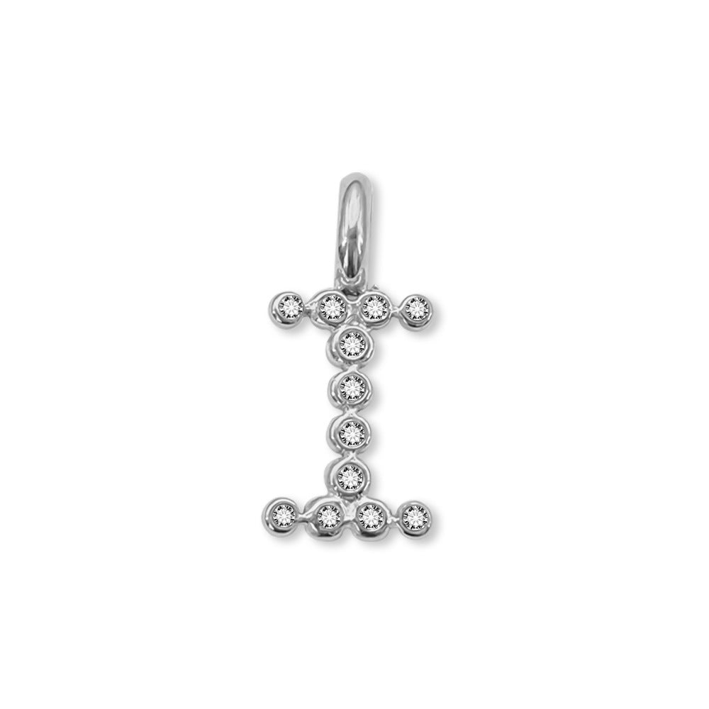 Stainless Steel English Letter Cubic Zirconia Pendant