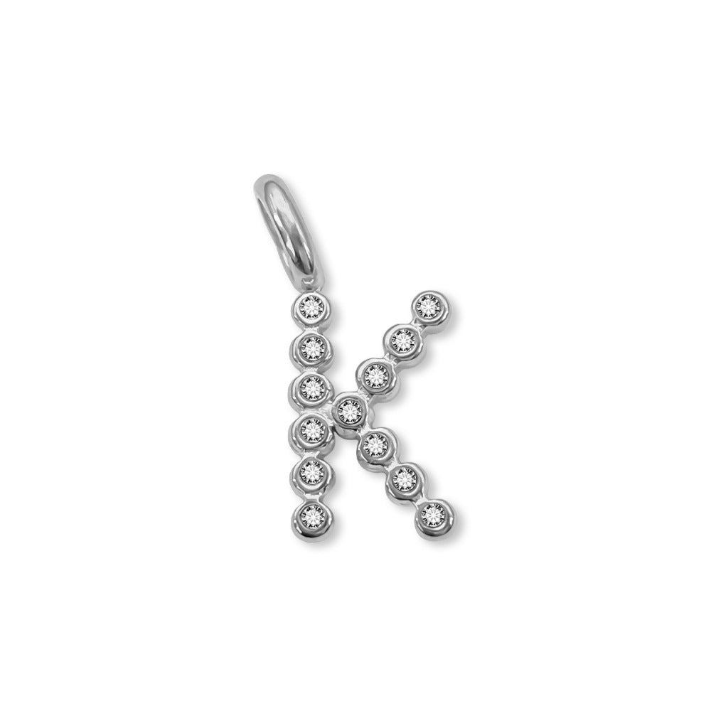 Stainless Steel English Letter Cubic Zirconia Pendant