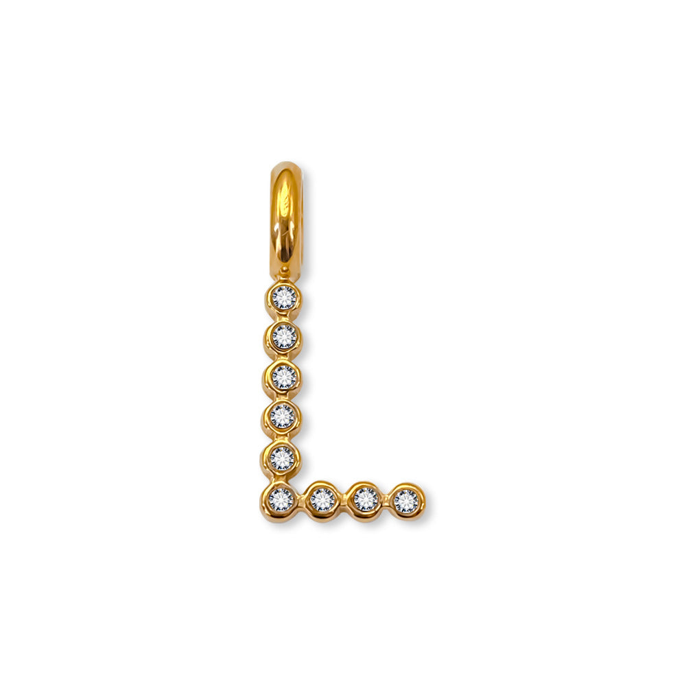 Stainless Steel English Letter Cubic Zirconia Pendant