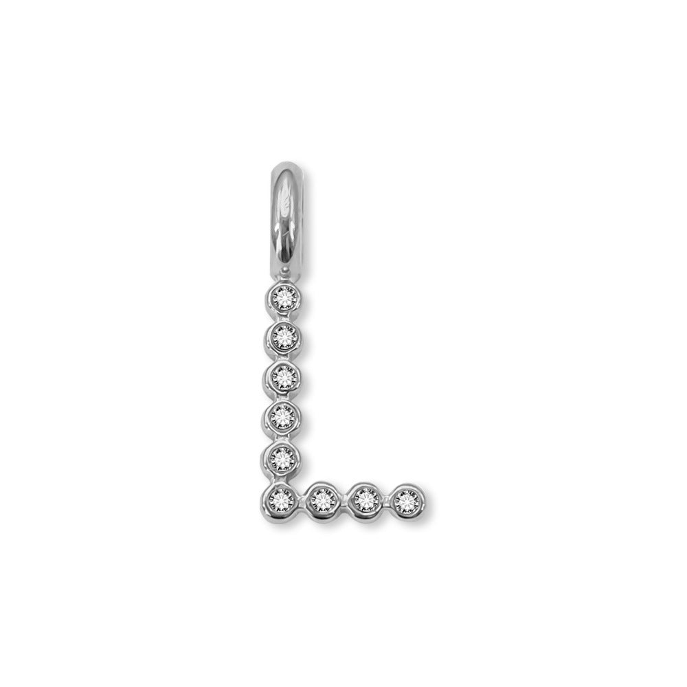 Stainless Steel English Letter Cubic Zirconia Pendant