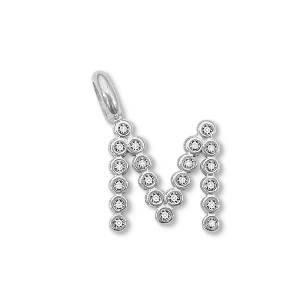 Stainless Steel English Letter Cubic Zirconia Pendant