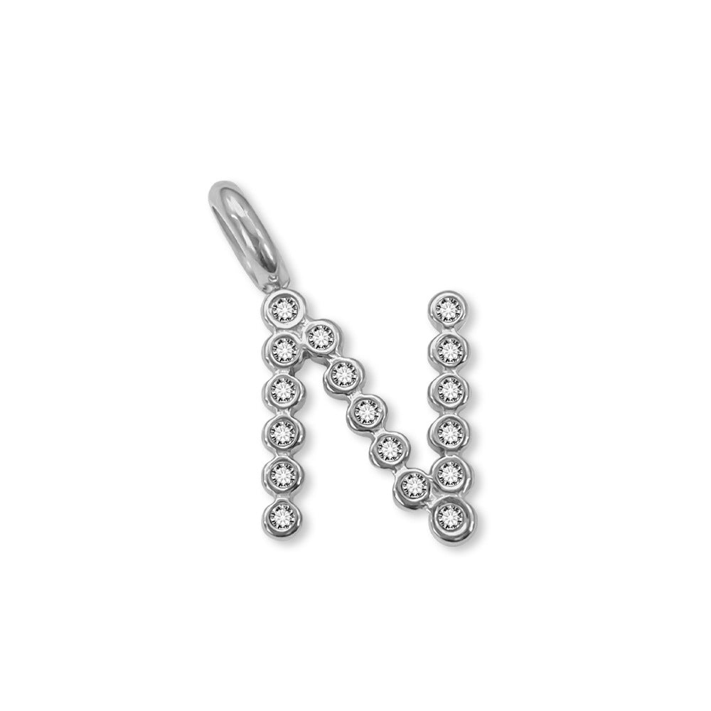 Stainless Steel English Letter Cubic Zirconia Pendant