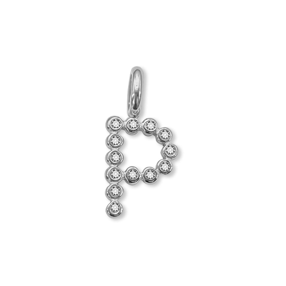 Stainless Steel English Letter Cubic Zirconia Pendant