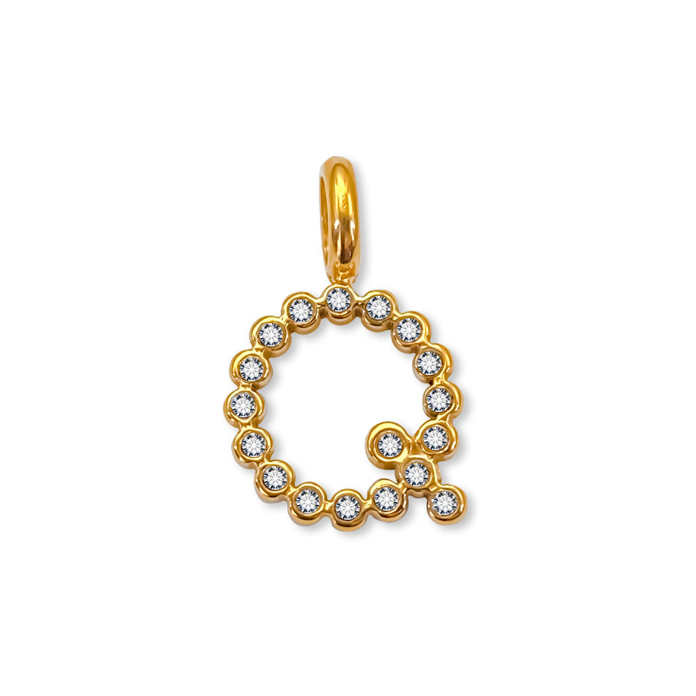 Stainless Steel English Letter Cubic Zirconia Pendant