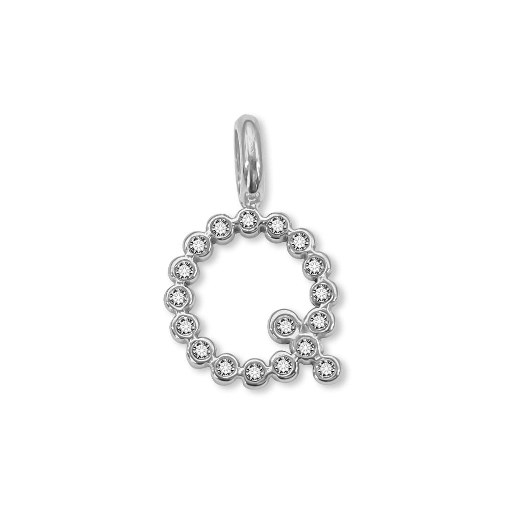 Stainless Steel English Letter Cubic Zirconia Pendant