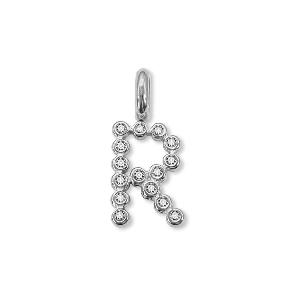 Stainless Steel English Letter Cubic Zirconia Pendant