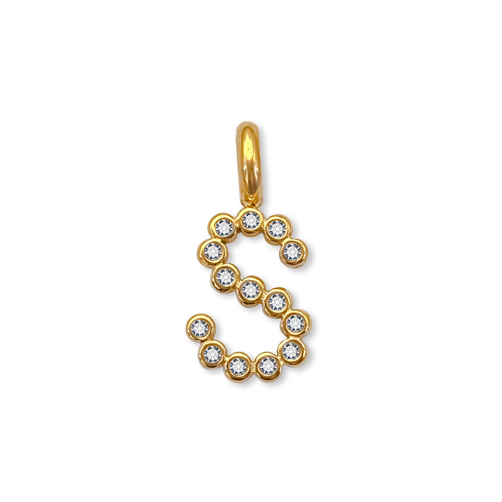 Stainless Steel English Letter Cubic Zirconia Pendant