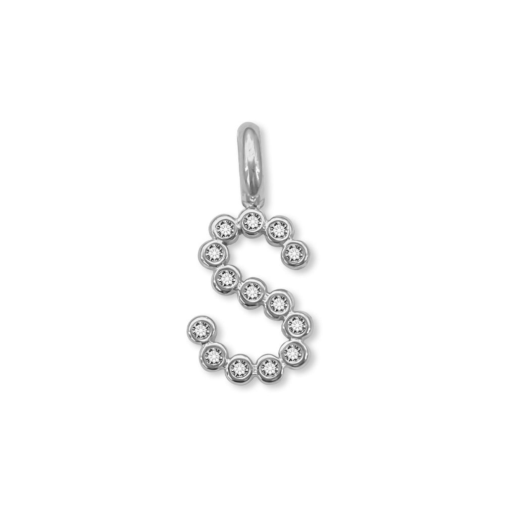 Stainless Steel English Letter Cubic Zirconia Pendant
