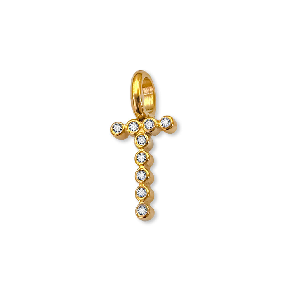 Stainless Steel English Letter Cubic Zirconia Pendant