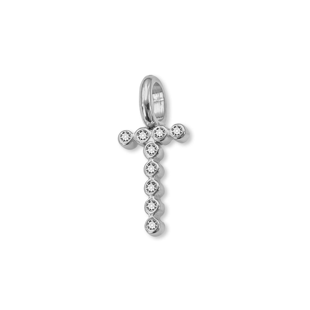 Stainless Steel English Letter Cubic Zirconia Pendant