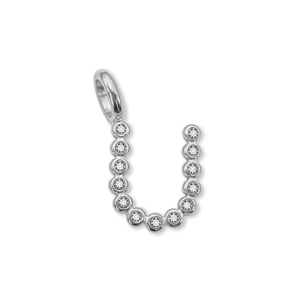 Stainless Steel English Letter Cubic Zirconia Pendant