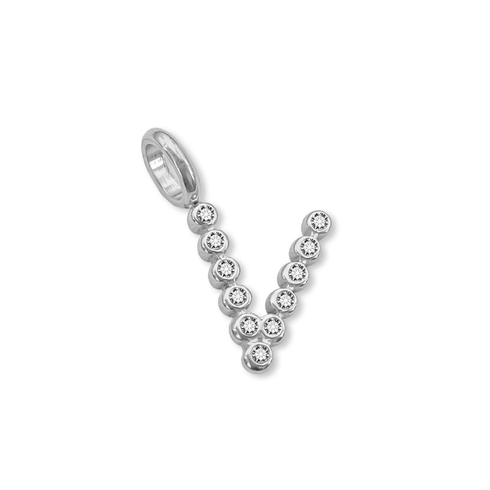Stainless Steel English Letter Cubic Zirconia Pendant