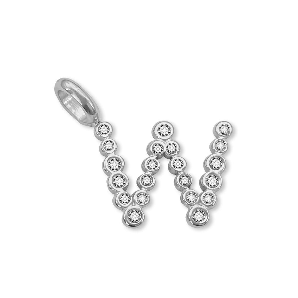 Stainless Steel English Letter Cubic Zirconia Pendant