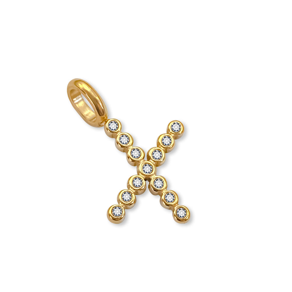 Stainless Steel English Letter Cubic Zirconia Pendant