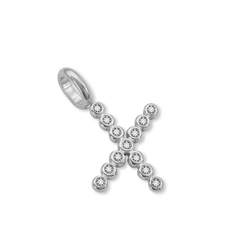 Stainless Steel English Letter Cubic Zirconia Pendant