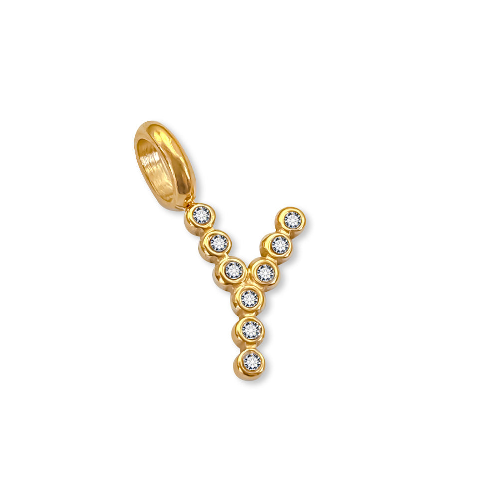 Stainless Steel English Letter Cubic Zirconia Pendant