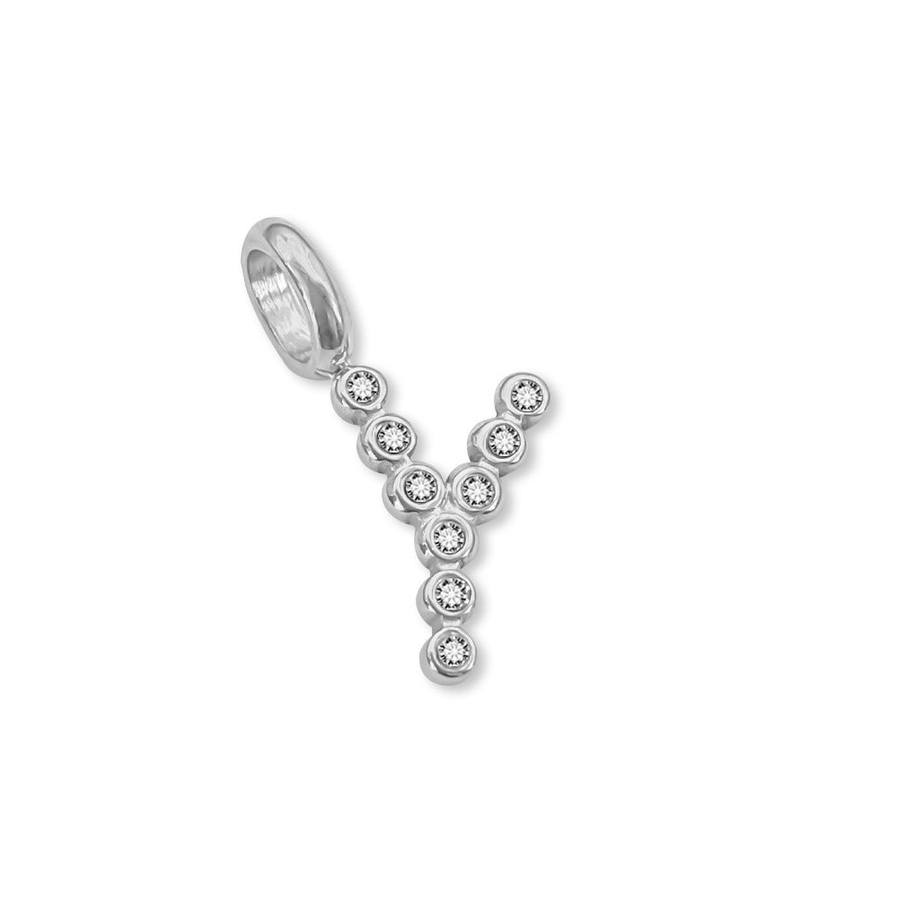 Stainless Steel English Letter Cubic Zirconia Pendant