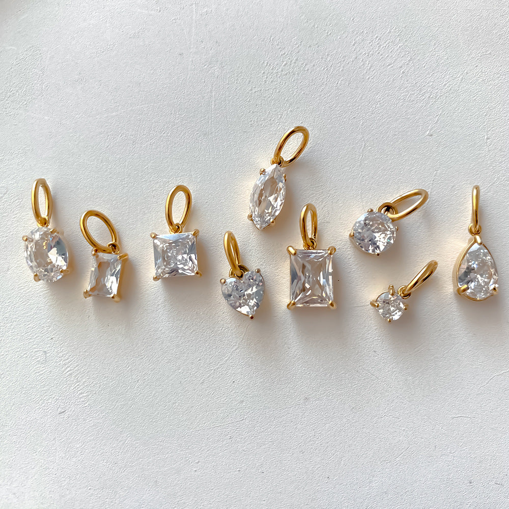 Stainless Steel Cubic Zirconia DIY Necklace Pendant