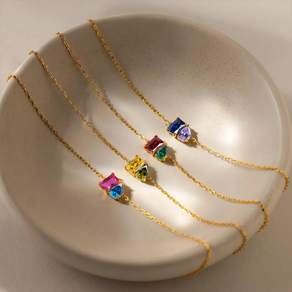 Stainless Steel Birthday Stone Bracelet