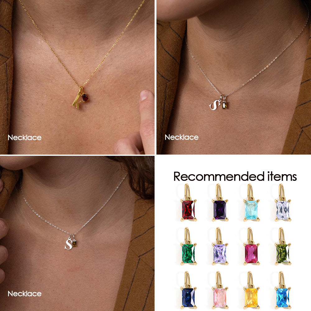 Stainless Steel Geometric Square Cubic Zirconia Necklace Pendant