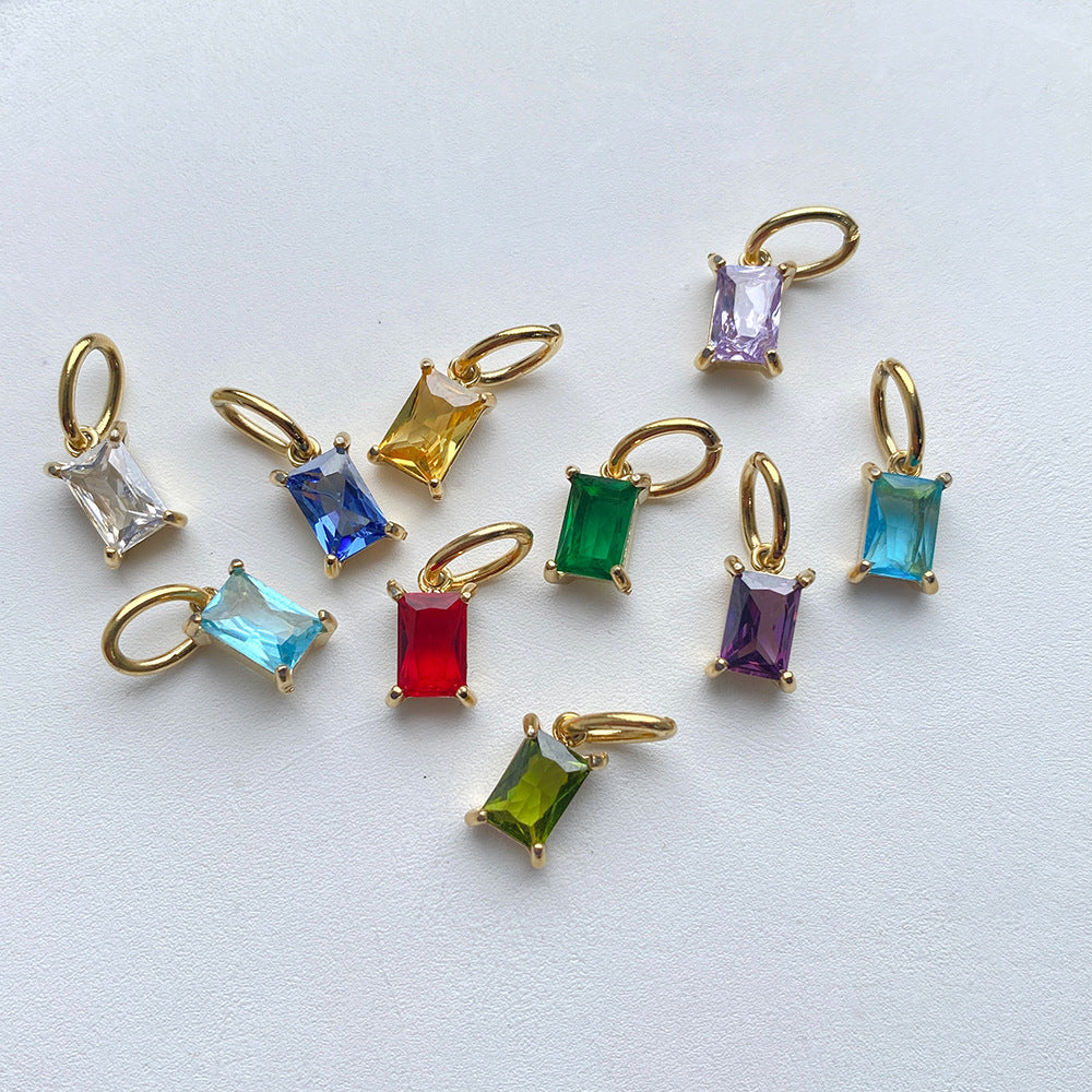 Stainless Steel Geometric Square Cubic Zirconia Necklace Pendant