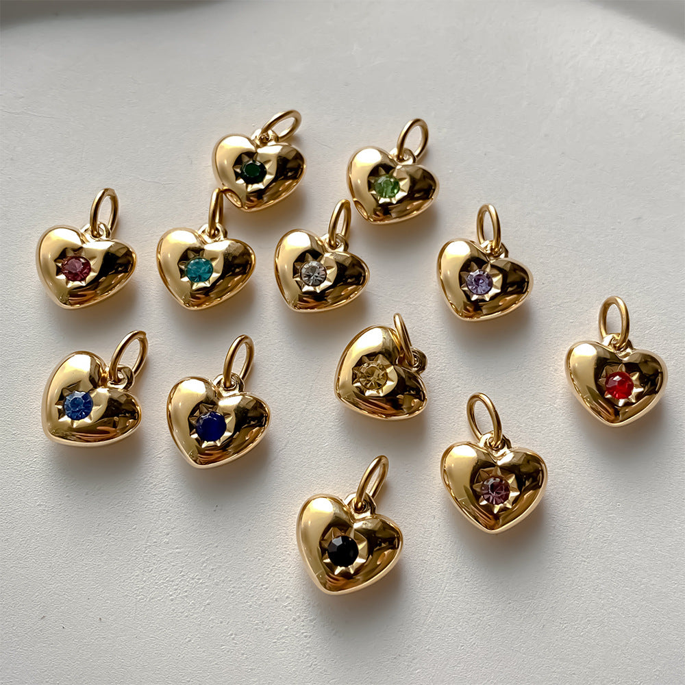 Stainless Steel Rhinestone Heart Pendant