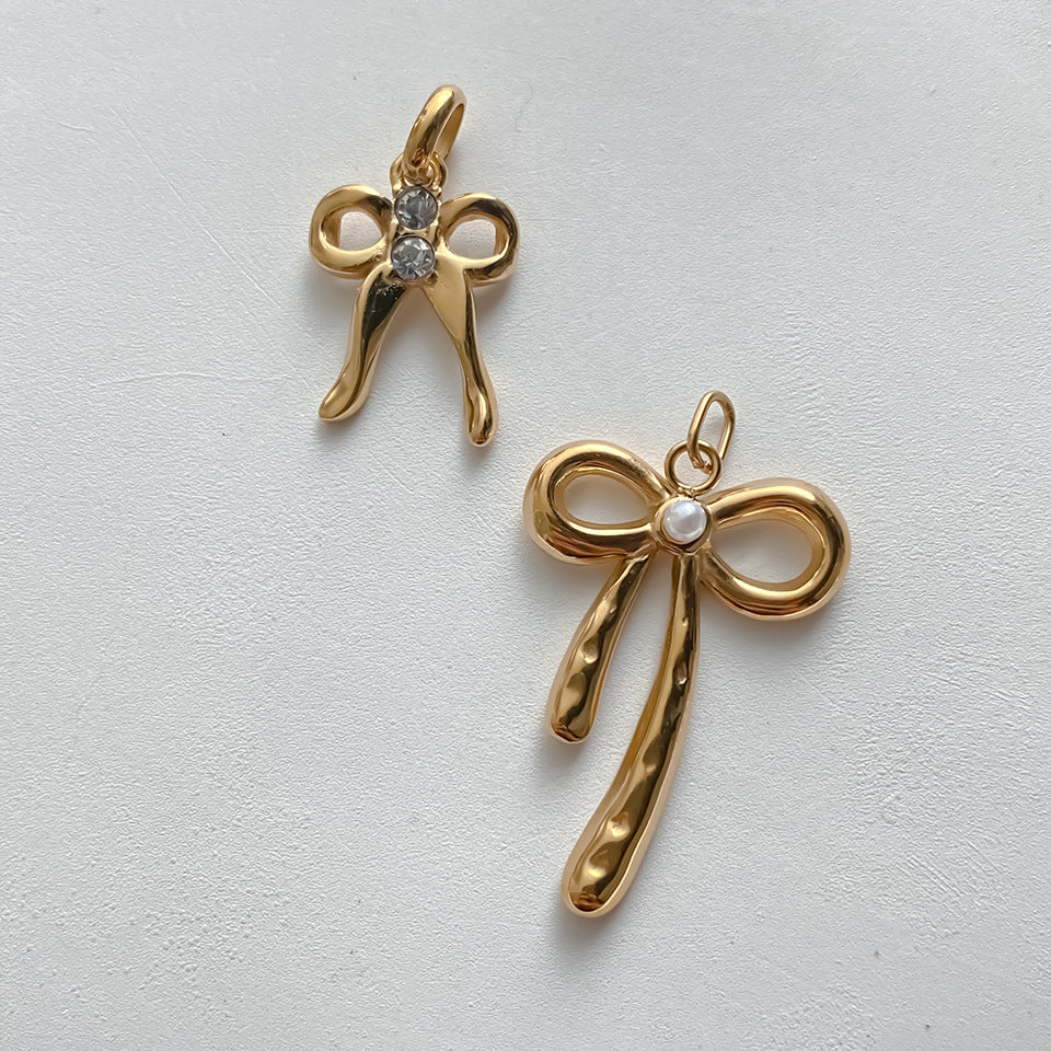 Stainless Steel Hollowed-out Bowknot Series Pendant