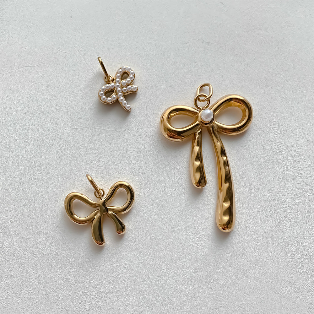 Stainless Steel Hollowed-out Bowknot Series Pendant