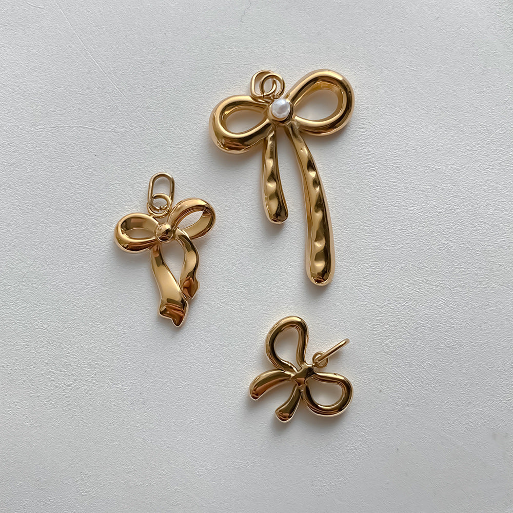 Stainless Steel Hollowed-out Bowknot Series Pendant