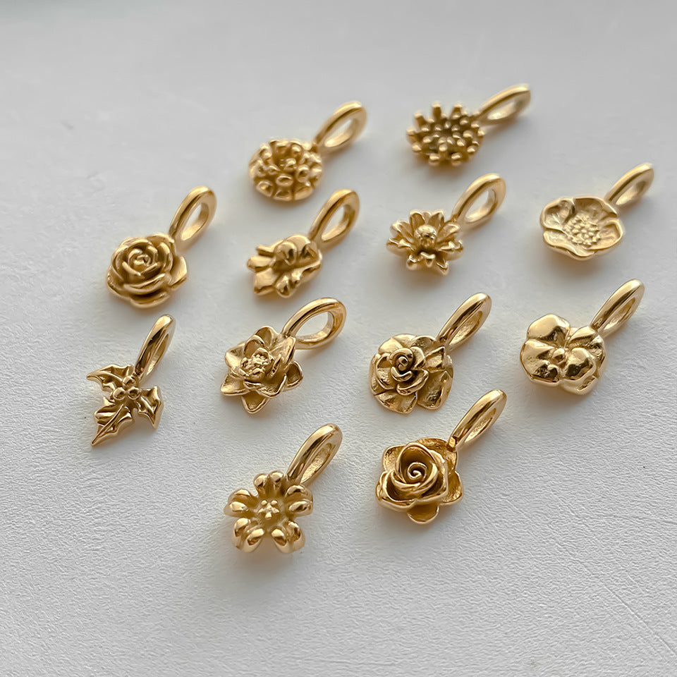 Stainless Steel Birthday Three-dimensional Flower Pendant