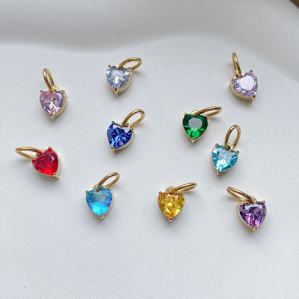 Stainless Steel Heart-shaped Cubic Zirconia Pendant