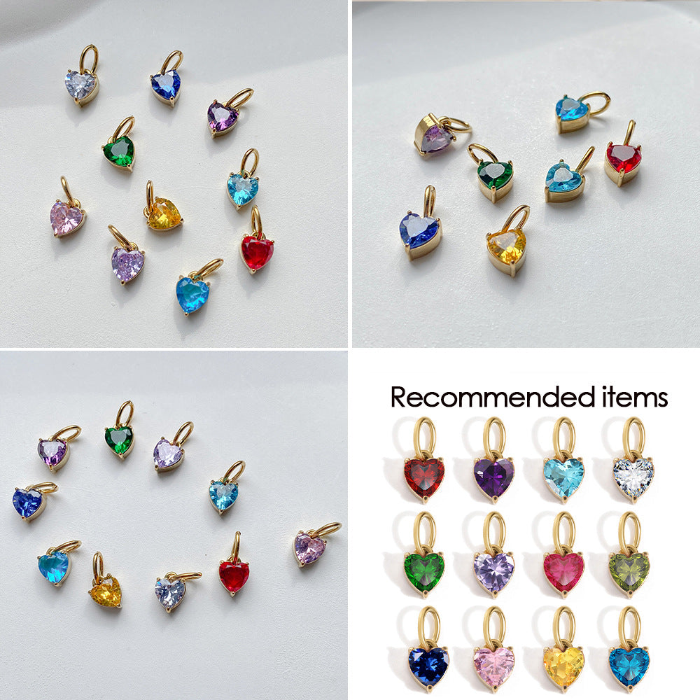 Stainless Steel Heart-shaped Cubic Zirconia Pendant