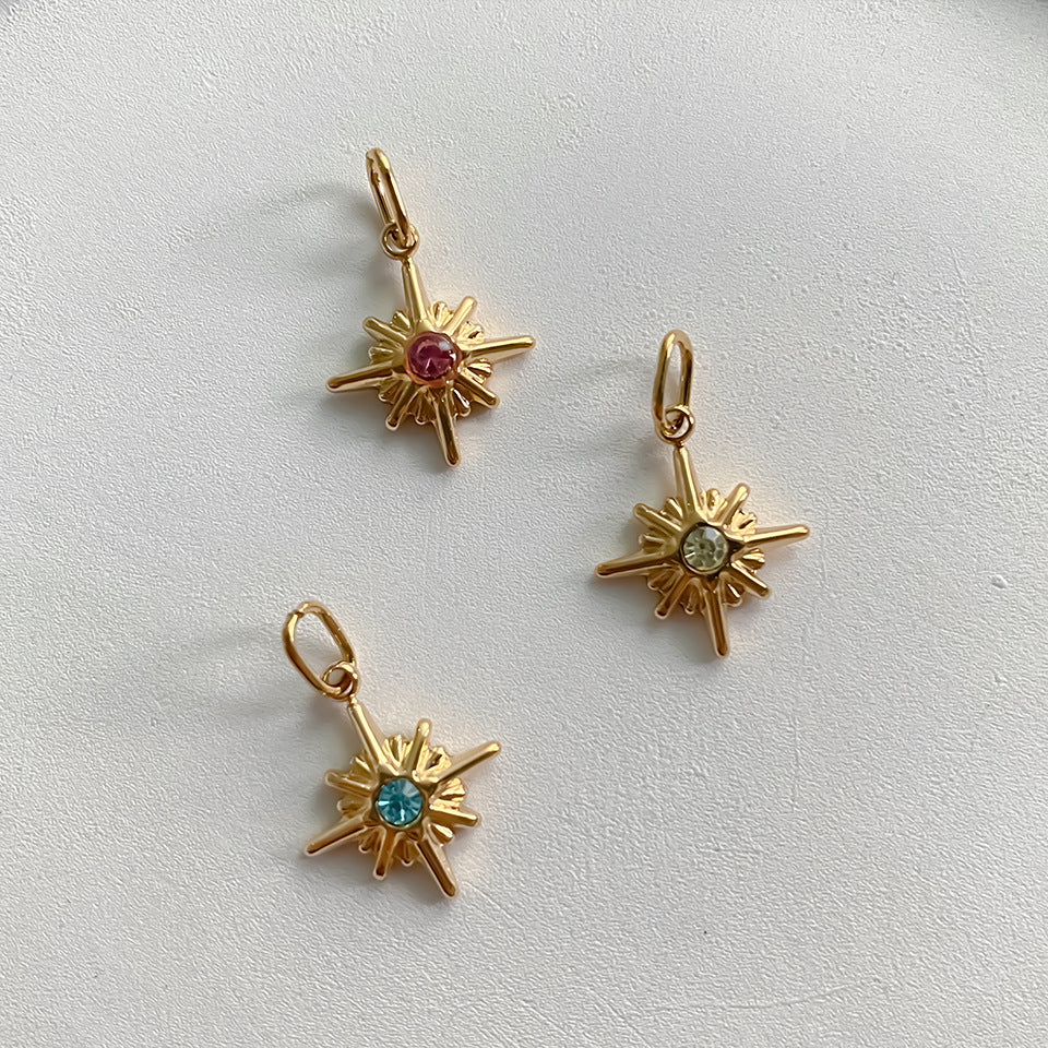 Stainless Steel Eight-pointed Star Birthday Stone Pendant