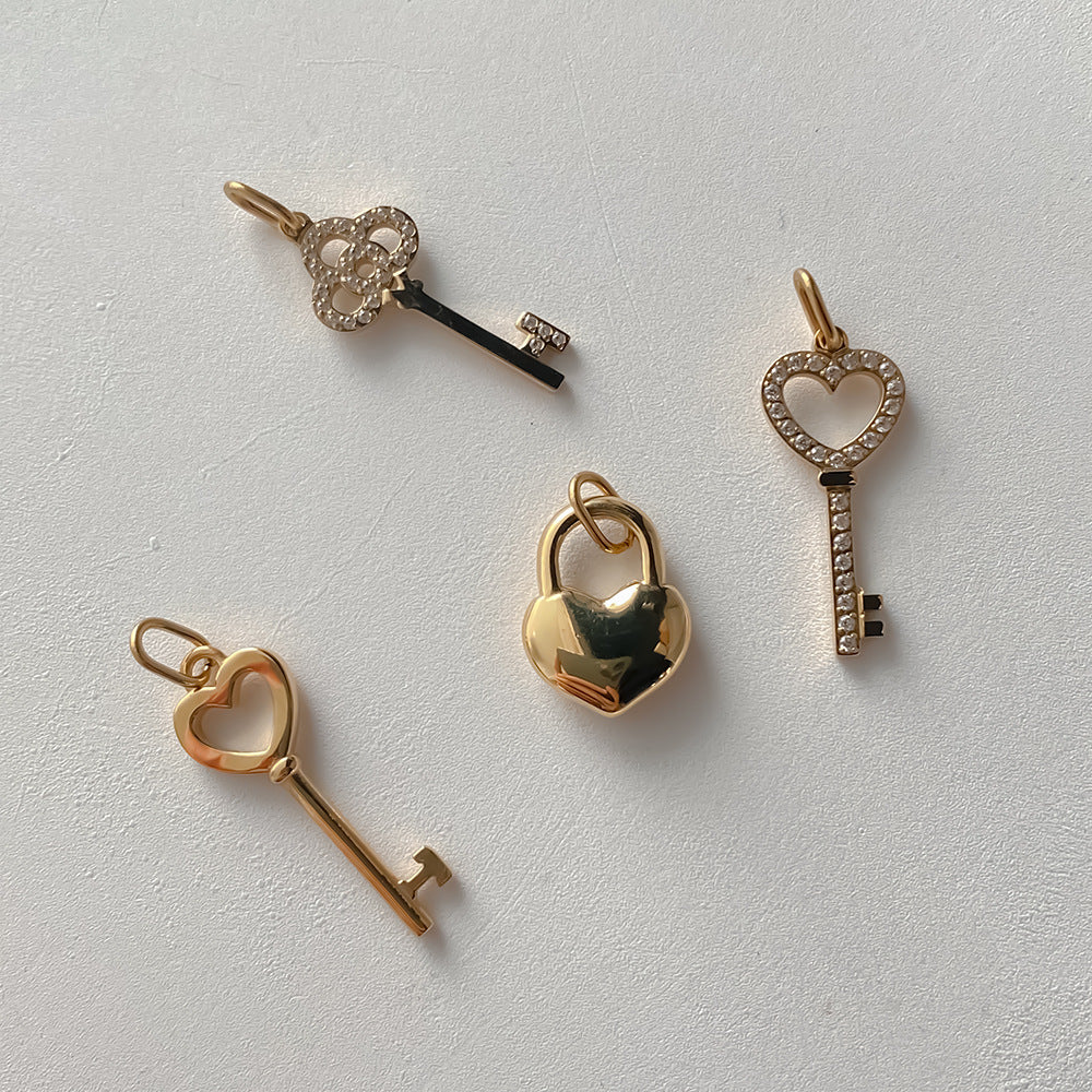 Stainless Steel Heart-shaped Small Key Pendant
