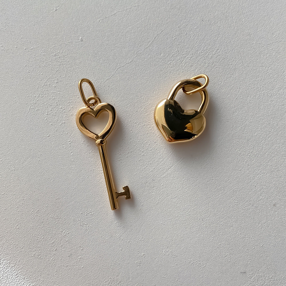 Stainless Steel Heart-shaped Small Key Pendant