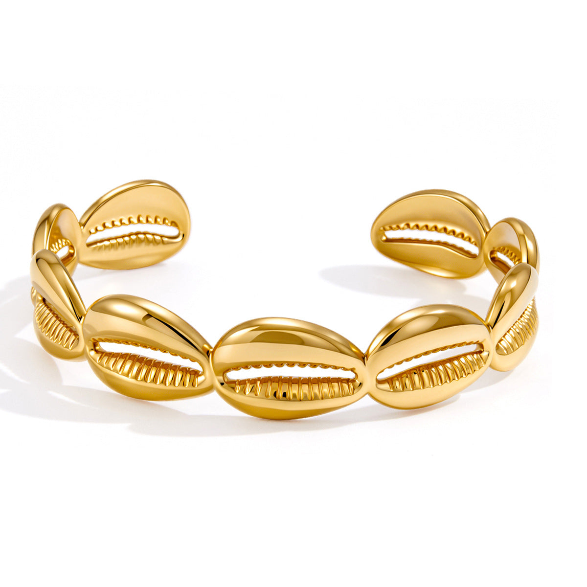 Stainless Steel 18K Gold PVD Shell Cuff Bracelet