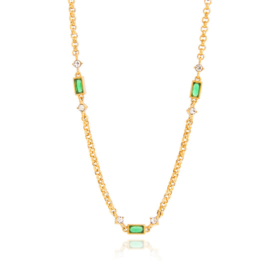 Stainless Steel Cubic Zirconia Pendant Necklace