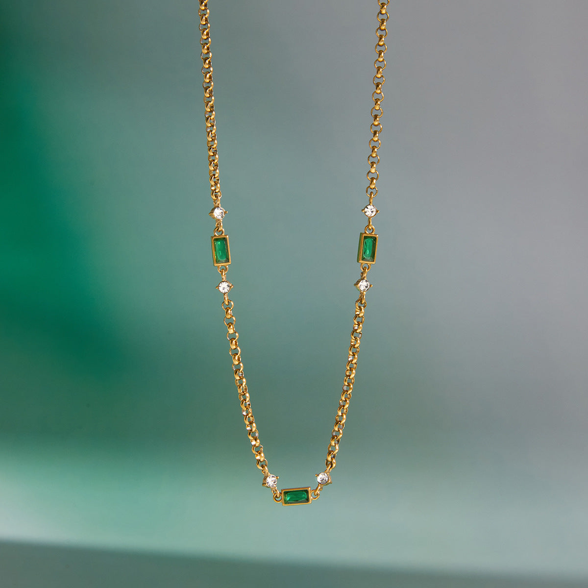 Stainless Steel Cubic Zirconia Pendant Necklace