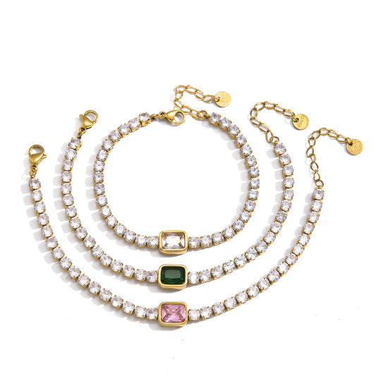 Stainless Steel Cubic Zirconia Tennis Chain Bracelet